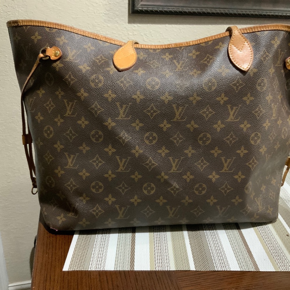 Authentic Louis Vuitton Neverfull MM Damier Azur Tote Bag 12.2 x 11 x 5.5 inches